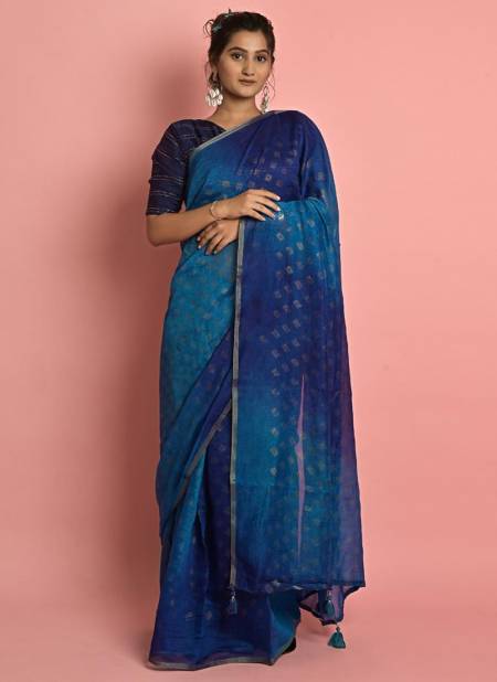 Blue Colour Ashima New Latest Designer Fancy Wear Cotton Saree Collection 5806